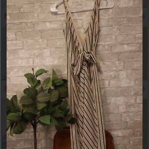 Striped V-Neck Maxi Dress